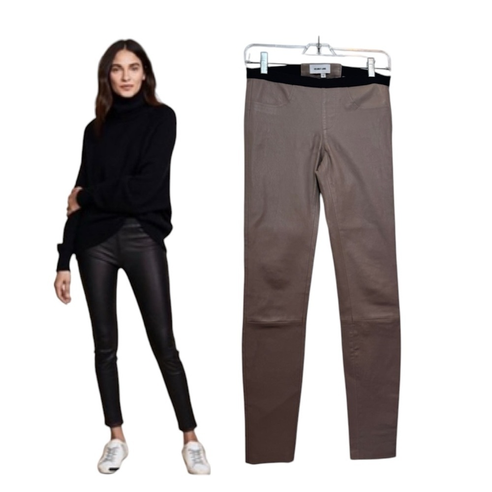 Helmut Lang Lambskin Leather Stretch Plonge Pants Leggings Slim Minimal Pull-On